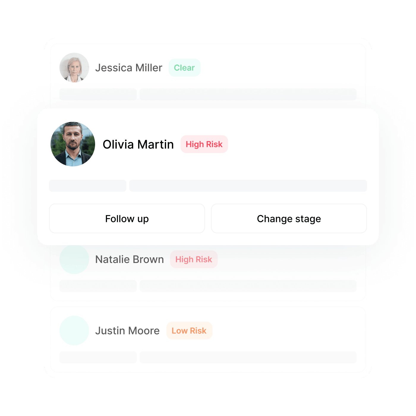 Recruiter view showing candidate trust and risk signals inside an ATS