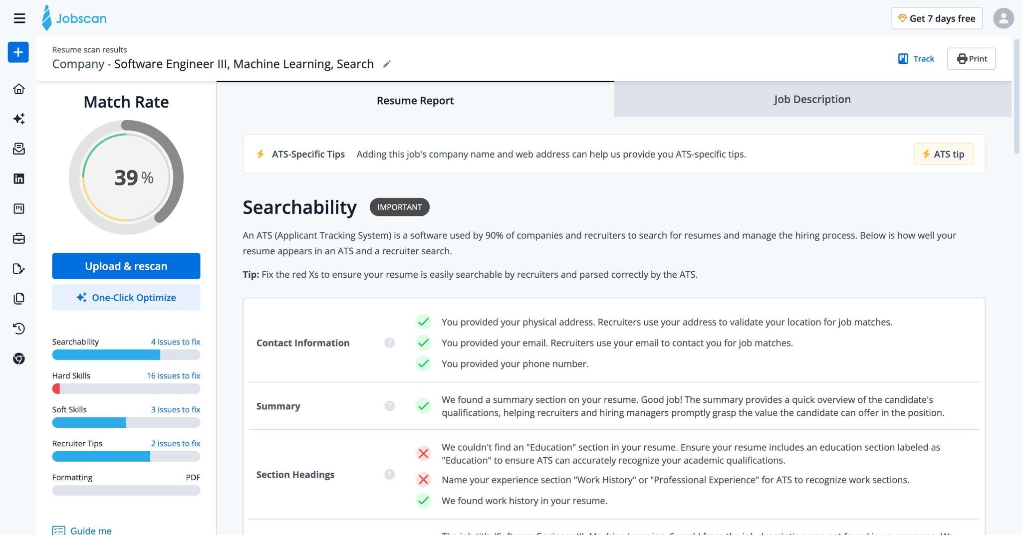 Jobscan screenshot